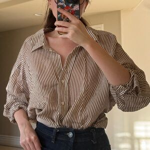 Zara Striped Oversized Button-Up Shirt - Size 4